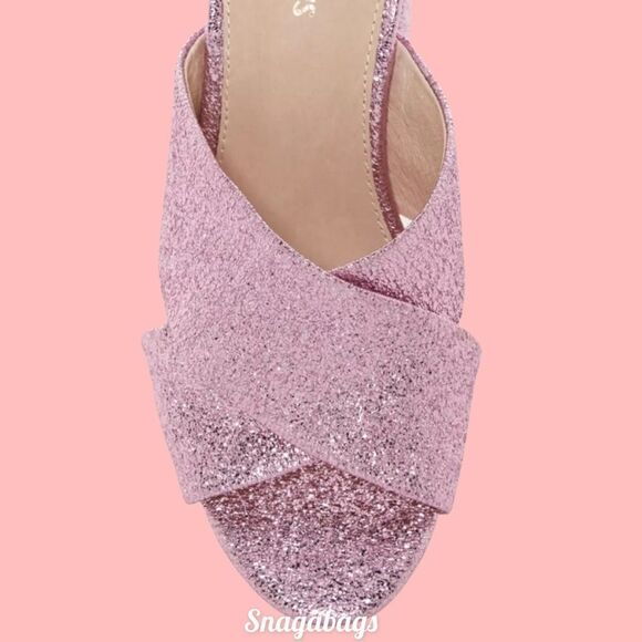 SHELLYS LONDON DANI NIB METALLIC PINK CROSSOVER MULE GLITTER SPARKLE SHOE 8 - Picture 3 of 6